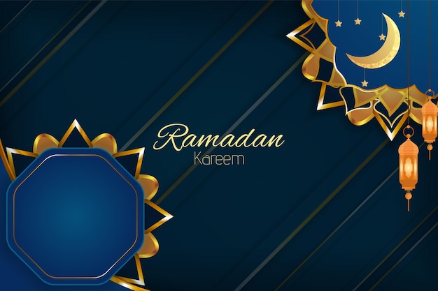 Fondo islámico Ramadan Kareem con elemento y color azul