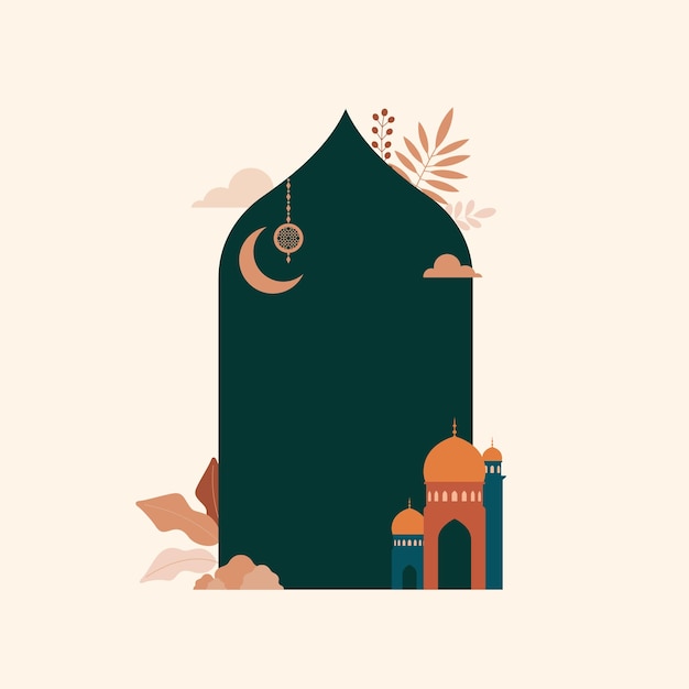 Fondo islámico para la tarjeta de felicitación ramadan kareem con diseño boho retro