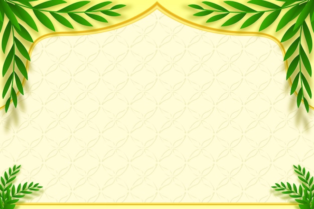 Fondo islámico verde con ornamento de borde floral