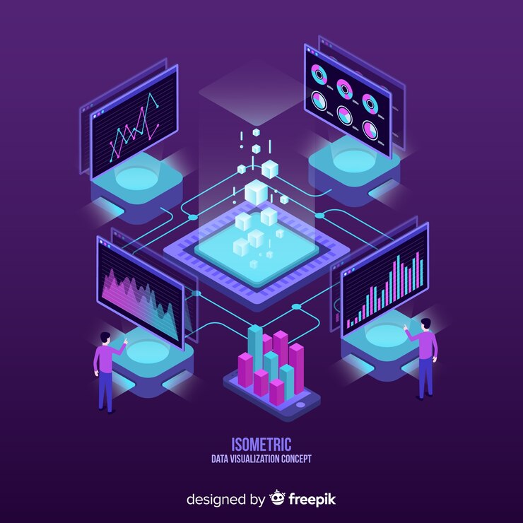 Vector fondo isométrico concepto de visualización de datos