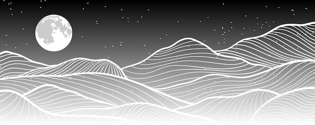 Fondo japonés con patrón de onda de línea vectorial plantilla abstracta con patrón geométrico montaña
