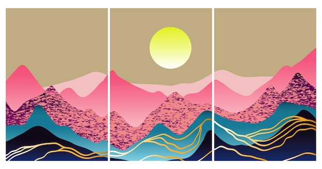 Fondo japonés con vector de patrón de onda de línea Plantilla abstracta con patrón geométrico Diseño de diseño de montaña en estilo oriental