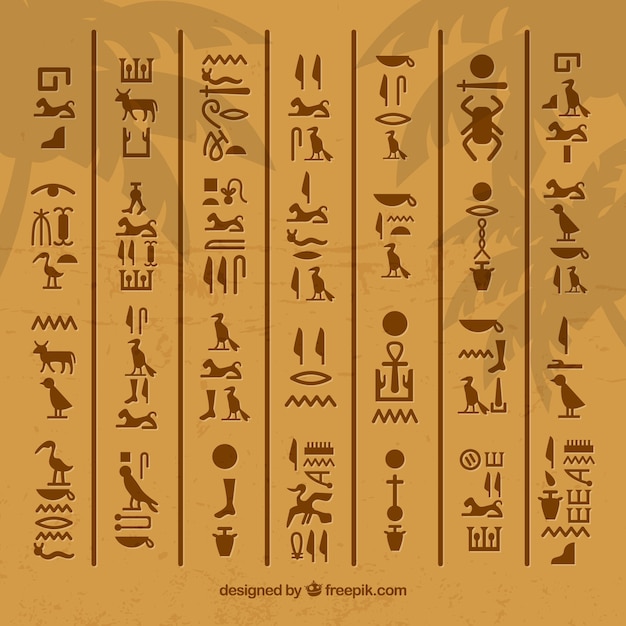 Vector fondo de jerogíficos egipcios con diseño plano
