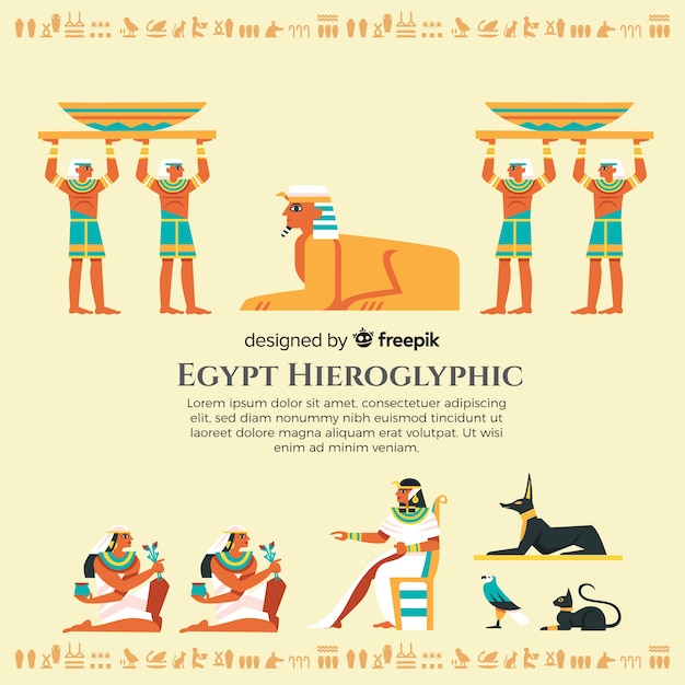 Fondo de jeroglíficos egipcios dibujados a mano