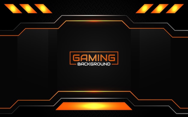 Fondo de juego abstracto futurista negro y naranja