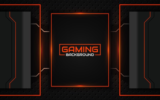 Fondo de juego abstracto futurista negro y naranja