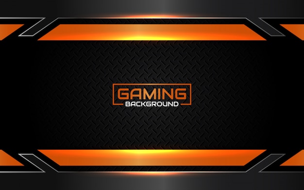 Fondo de juego abstracto futurista negro y naranja