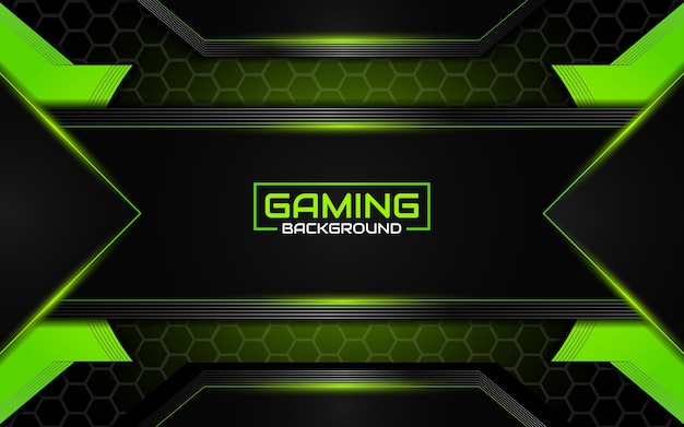 Fondo de juego futurista abstracto negro y verde