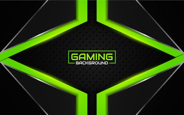 Fondo de juego futurista abstracto negro y verde