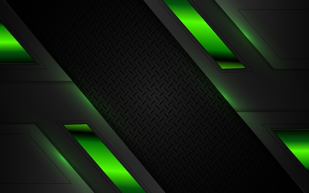 Fondo de juego futurista abstracto negro y verde