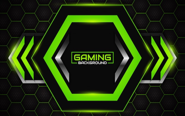 Fondo de juego futurista abstracto negro y verde