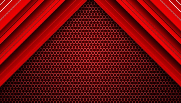 Fondo de juego futurista rojo oscuro abstracto con un patrón hexagonal