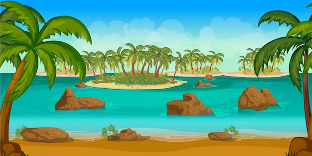 Vector fondo de juego de islas tropicales.