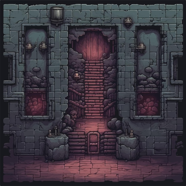 un fondo de juego de puerta de piso de mapa de mazmorra