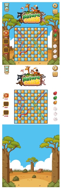 Fondo para el juego de la serpiente y la escalera con la naturaleza