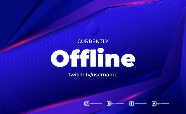 Fondo de juegos para Twitch Stream sin conexión, telón de fondo futurista abstracto con luz brillante. Ilustración