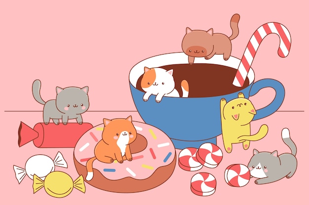 Fondo de kawaii dibujado a mano