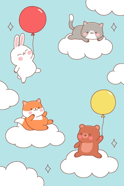 Fondo de kawaii dibujado a mano