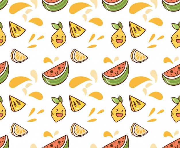 Fondo de kawaii de fruta jugosa