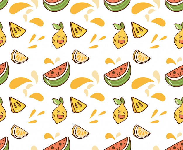 Fondo de kawaii de fruta jugosa