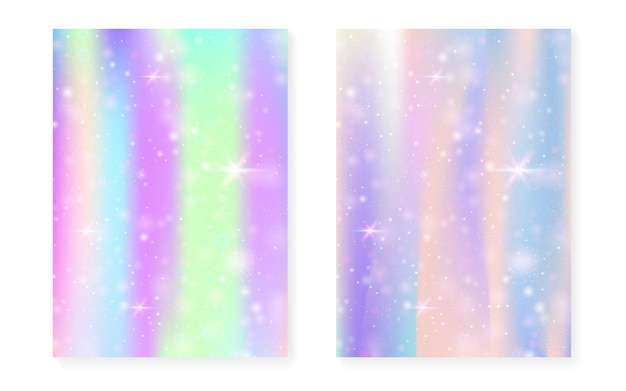El fondo de Kawaii con el gradiente de la princesa arco iris El unicornio mágico