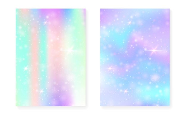 El fondo de Kawaii con el gradiente de la princesa arco iris El unicornio mágico
