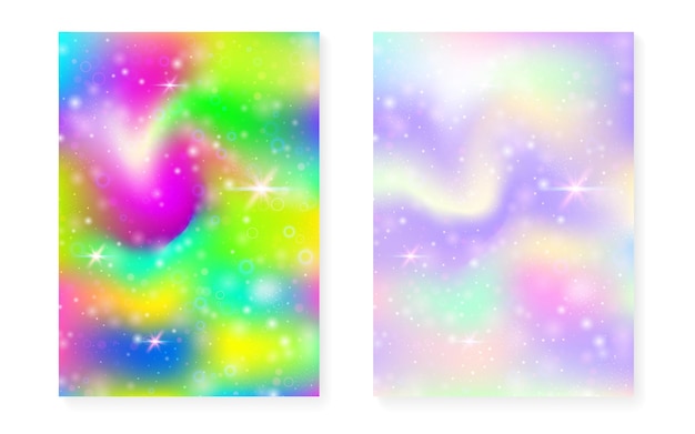El fondo de Kawaii con el gradiente de la princesa arco iris El unicornio mágico
