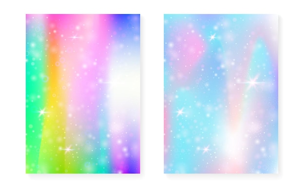 El fondo de Kawaii con el gradiente de la princesa arco iris El unicornio mágico
