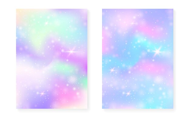 El fondo de Kawaii con el gradiente de la princesa arco iris El unicornio mágico