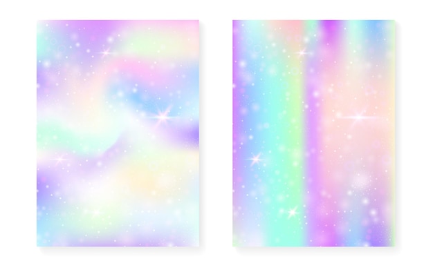 El fondo de Kawaii con el gradiente de la princesa arco iris El unicornio mágico