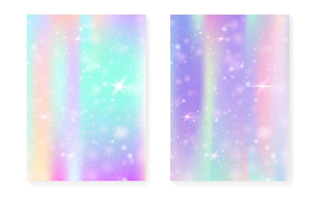 El fondo de Kawaii con el gradiente de la princesa arco iris El unicornio mágico