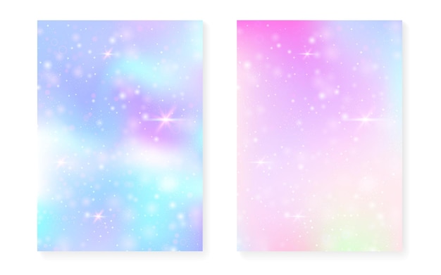 El fondo de Kawaii con el gradiente de la princesa arco iris El unicornio mágico