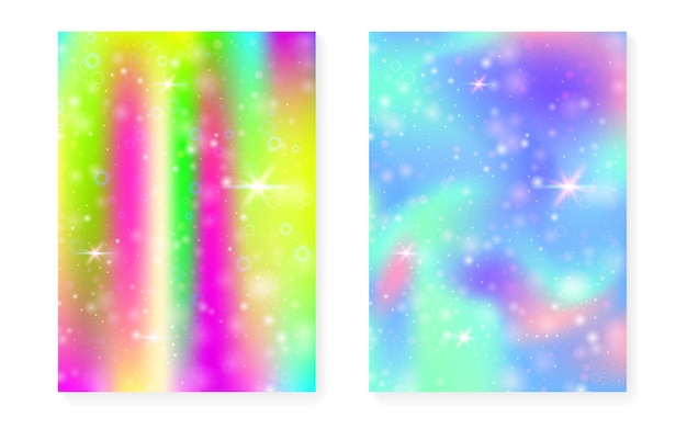 El fondo de Kawaii con el gradiente de la princesa arco iris El unicornio mágico