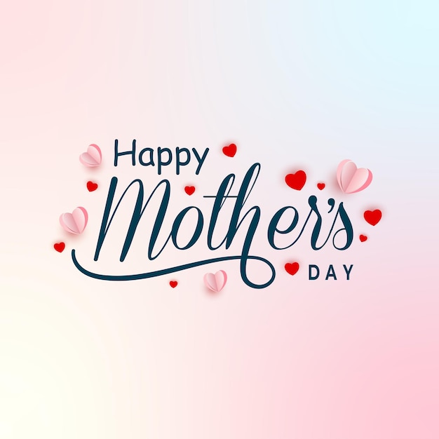 Fondo de letras feliz día de la madre con forma de corazón