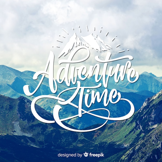 Vector fondo lettering de aventura con foto