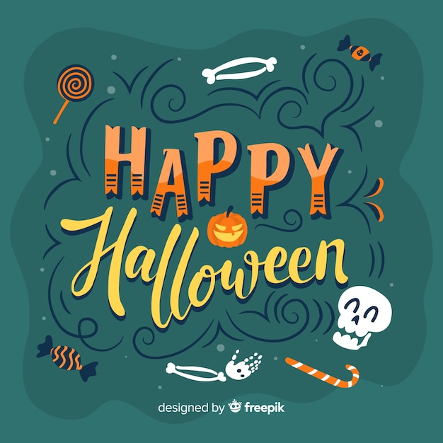 Fondo de lettering de feliz halloween