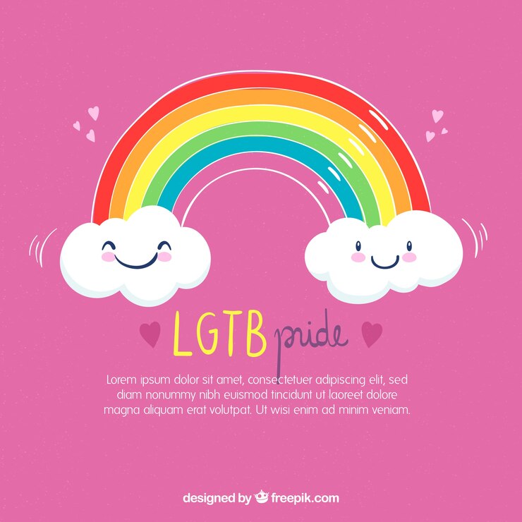 Vector fondo de lgtb pride con nubes felices y arco iris