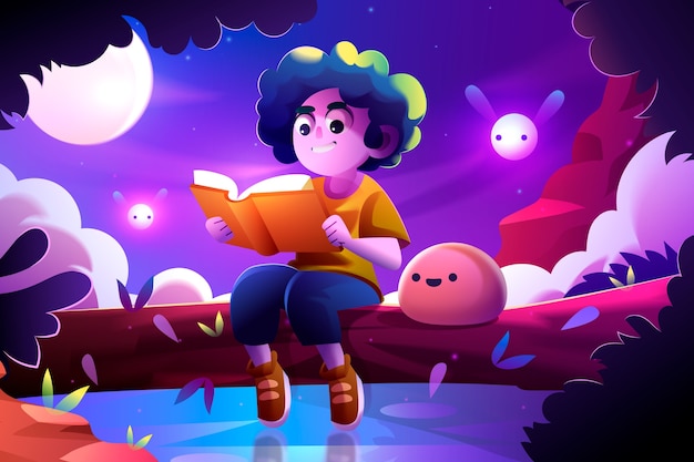 Fondo de un libro de fantasía con gradiente