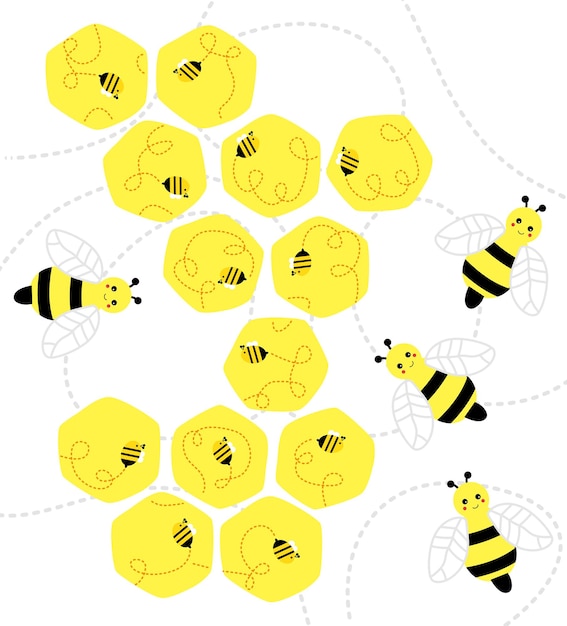 Vector fondo lindas abejas y pequeñas abejas_imágenes