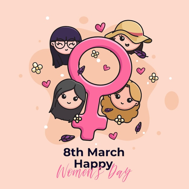 Fondo lindo 8 de marzo día de la mujer ilustración vectorial