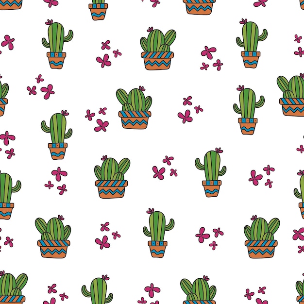 Fondo de lindo cactus sin patrón