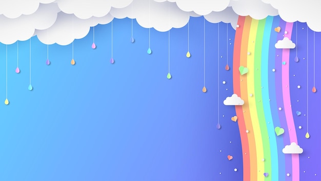 Fondo lindo del cielo del arco iris y de las nubes