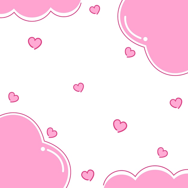 El fondo lindo de corazones y nubes Vector