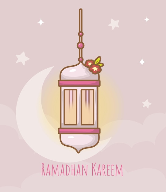 Fondo lindo de ramadan kareem de la linterna en colores pastel tarjetas de felicitación