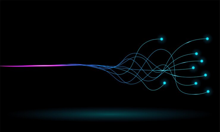 Vector fondo de línea de onda abstracta, con hermoso efecto de luz
