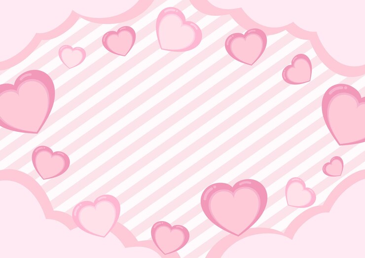 Vector fondo de línea rosa con elementos en forma de corazón y nubes ilustración vectorial día de san valentín
