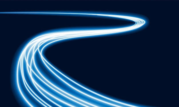 Fondo de línea de velocidad abstracta con red de tecnología de cable de fibra de luz dinámica y diseño de vector de fondo de innovación de concepto de coche eléctrico