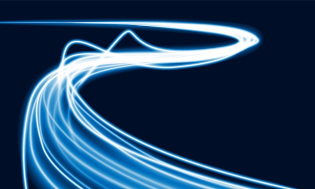 Fondo de línea de velocidad abstracta con red de tecnología de cable de fibra de luz dinámica y diseño de vector de fondo de innovación de concepto de coche eléctrico