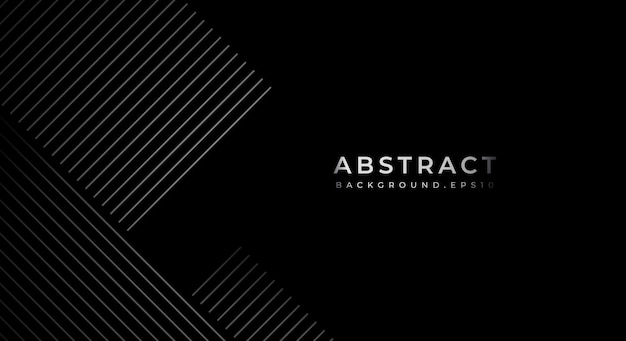 Fondo lineal geométrico de tecnología abstracta metálica negra y gris con espacio de copia para texto