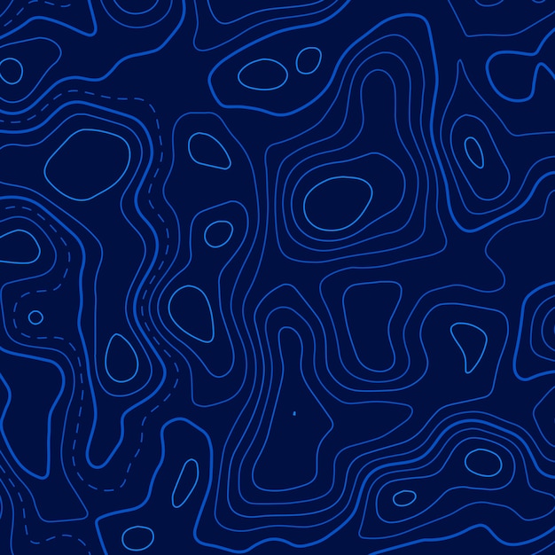 Fondo de líneas de contorno topográfico azul